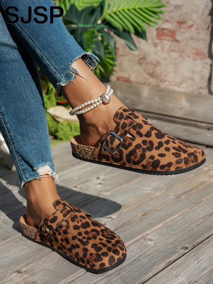 Mules Femininas Estampa Animal Leve e Casual