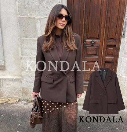 Blazer de Abotoamento Duplo – Estilo Vintage e Elegante para Escritório