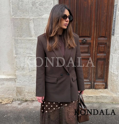Blazer de Abotoamento Duplo – Estilo Vintage e Elegante para Escritório