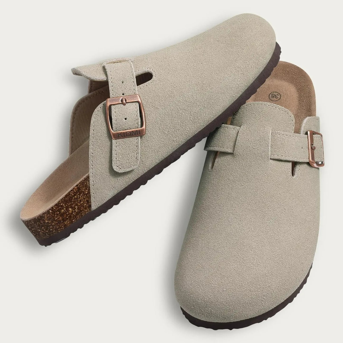 Mules de Corticão e Camurça – Tamancos Confortáveis com Suporte para o Arco