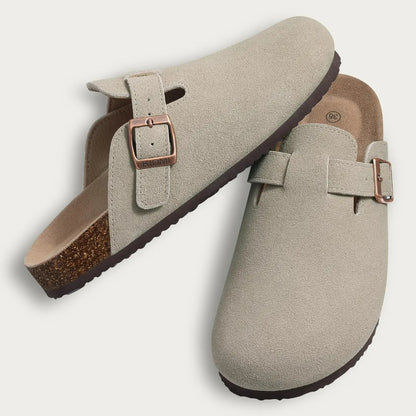 Mules de Corticão e Camurça – Tamancos Confortáveis com Suporte para o Arco