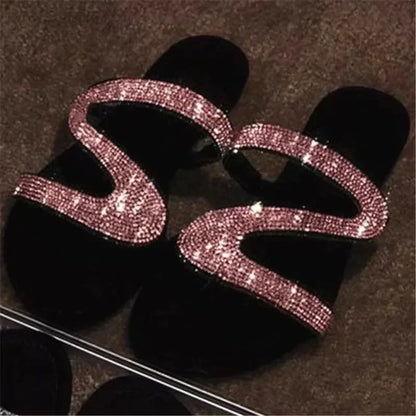 Sandálias Femininas de Verão com Strass Leves e Confortáveis para Verão