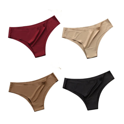 Pack 4 Cuecas Brasileiras Sem Costura – Biquini de Seda Gelada Cintura Baixa