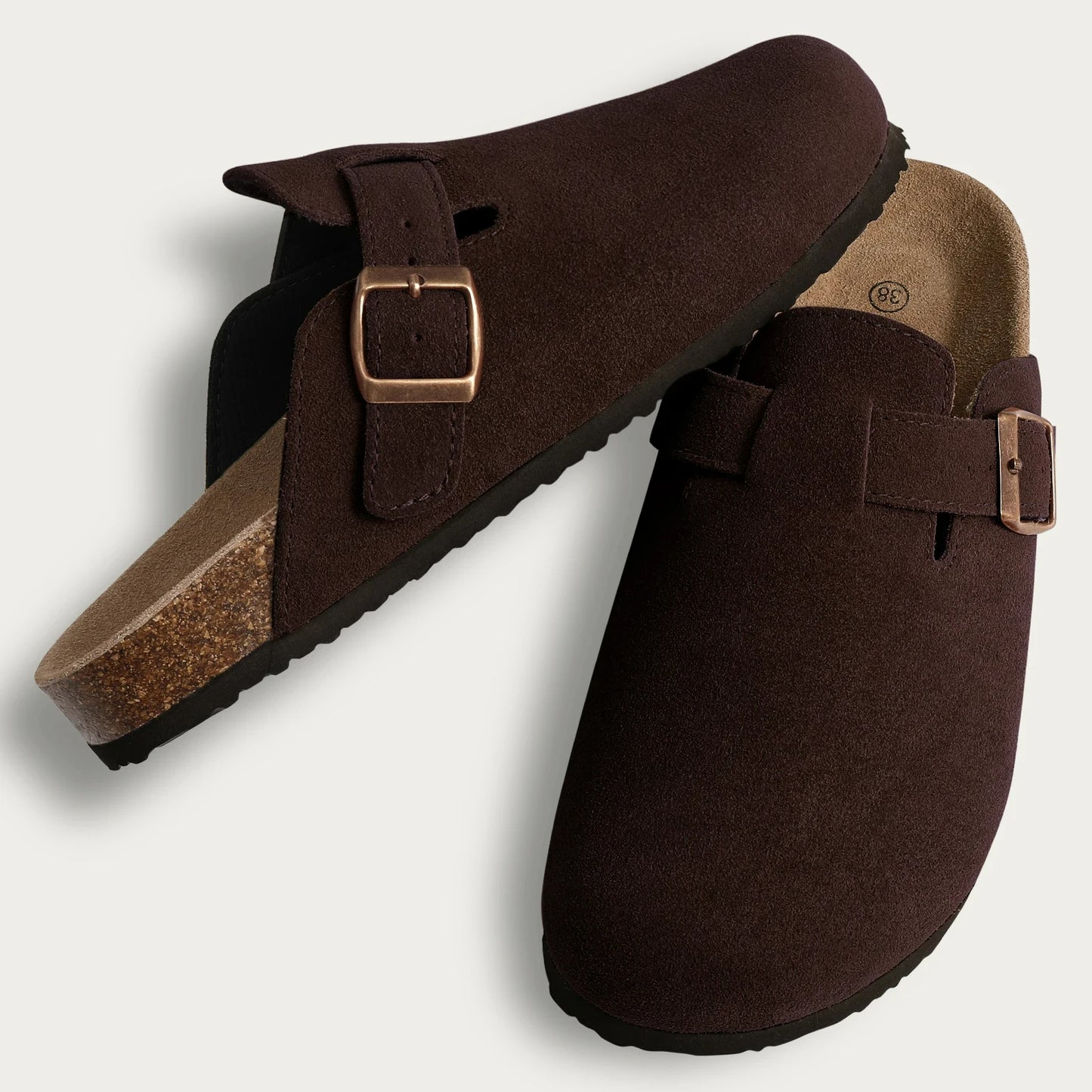 Mules de Corticão e Camurça – Tamancos Confortáveis com Suporte para o Arco