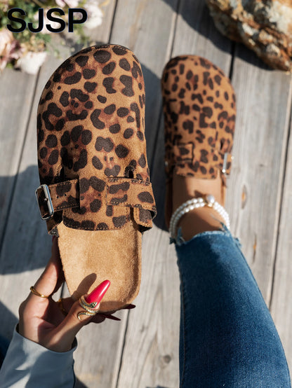 Mules Femininas Estampa Animal Leve e Casual