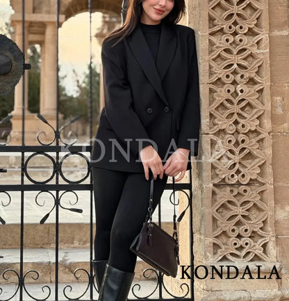 Blazer de Abotoamento Duplo – Estilo Vintage e Elegante para Escritório