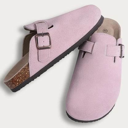 Mules de Corticão e Camurça – Tamancos Confortáveis com Suporte para o Arco