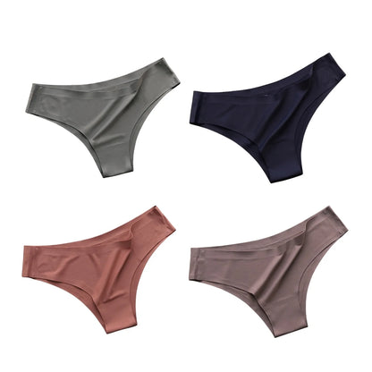 Pack 4 Cuecas Brasileiras Sem Costura – Biquini de Seda Gelada Cintura Baixa