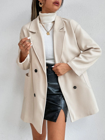 Casaco de Lã de Comprimento Médio – Estilo Coreano Slim Fit