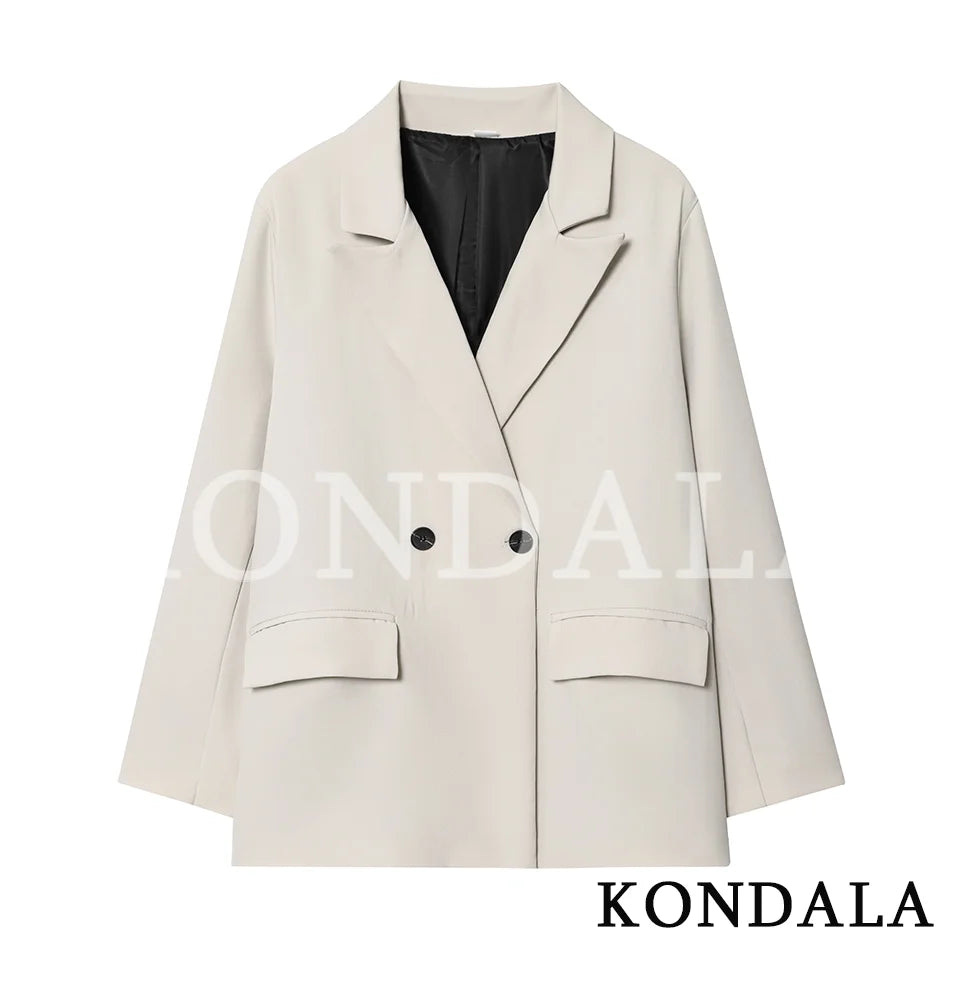 Blazer de Abotoamento Duplo – Estilo Vintage e Elegante para Escritório