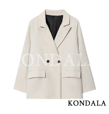 Blazer de Abotoamento Duplo – Estilo Vintage e Elegante para Escritório