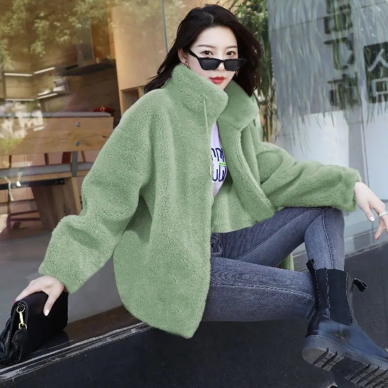 Jaqueta de Fleece de Inverno – Casaco Quente com Fecho e Gola Alta