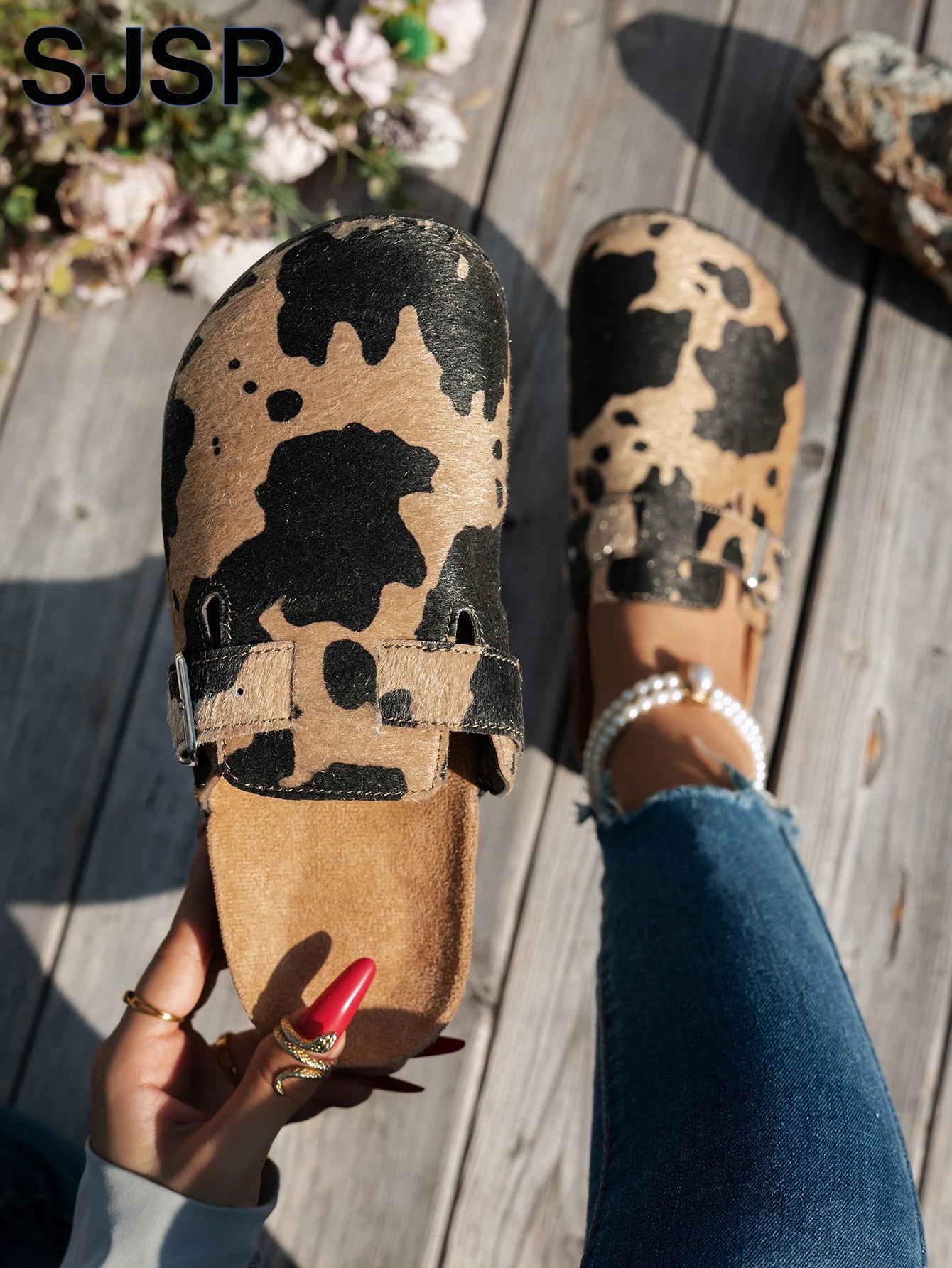 Mules Femininas Estampa Animal Leve e Casual
