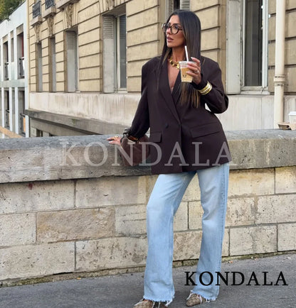 Blazer de Abotoamento Duplo – Estilo Vintage e Elegante para Escritório