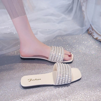 Chinelos Femininos de Verão Bico Quadrado em Couro exclusivo