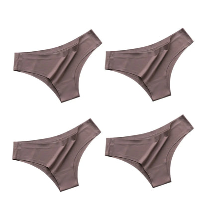 Pack 4 Cuecas Brasileiras Sem Costura – Biquini de Seda Gelada Cintura Baixa