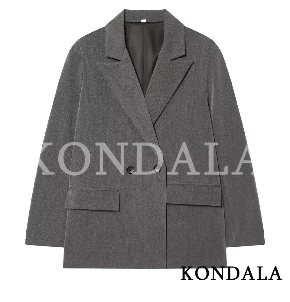 Blazer de Abotoamento Duplo – Estilo Vintage e Elegante para Escritório