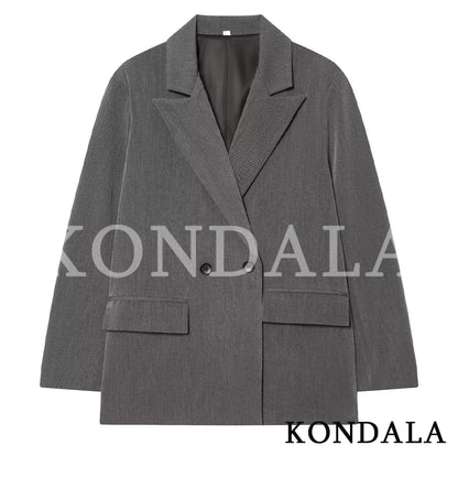 Blazer de Abotoamento Duplo – Estilo Vintage e Elegante para Escritório