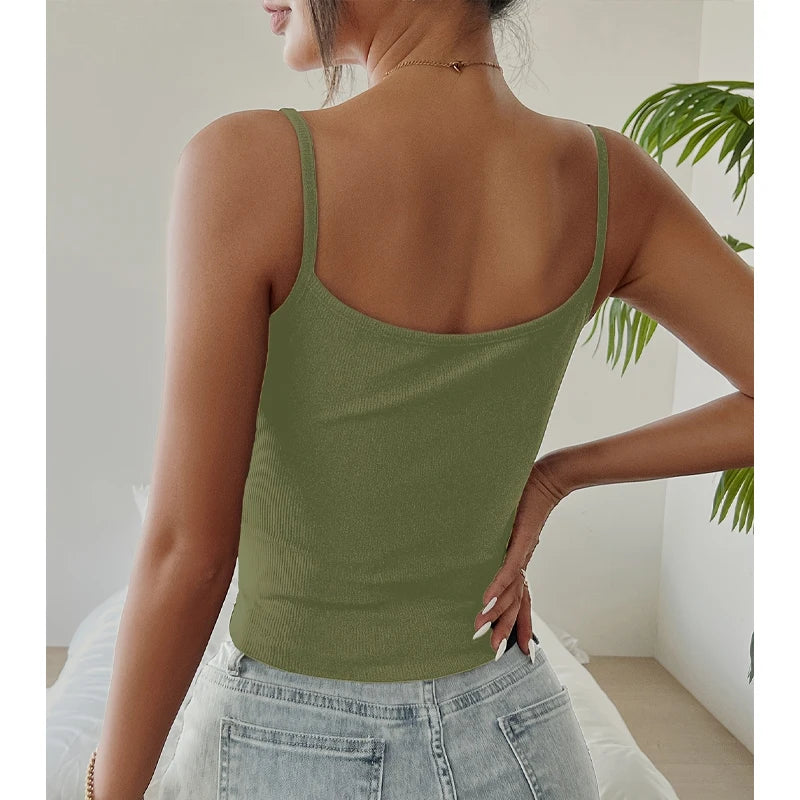 Top corset curto feminino estilo Y2K com alças finas
