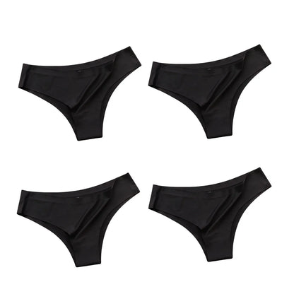Pack 4 Cuecas Brasileiras Sem Costura – Biquini de Seda Gelada Cintura Baixa
