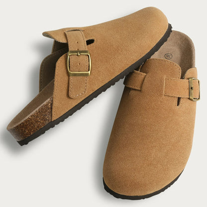 Mules de Corticão e Camurça – Tamancos Confortáveis com Suporte para o Arco