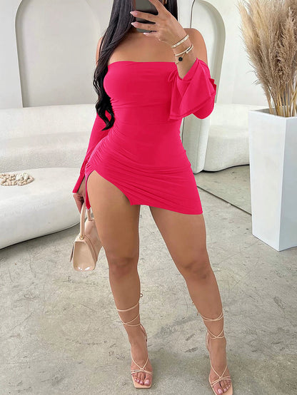 Vestido curto, justo ao corpo, sem alças e costas abertas, Party Style