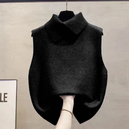 Colete de Malha Estilo Coreano – Casual sem Mangas com Gola