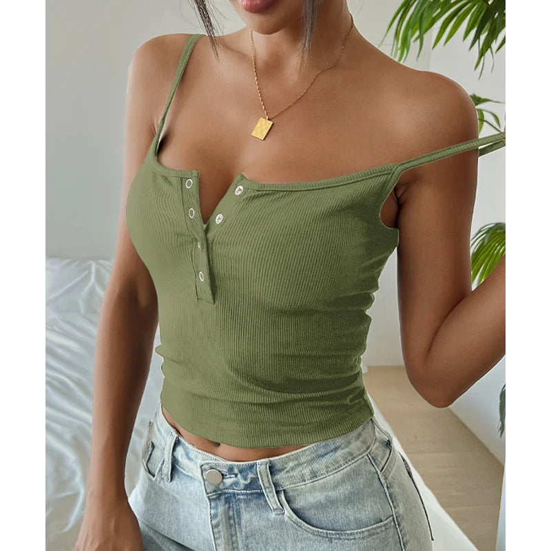 Top corset curto feminino estilo Y2K com alças finas