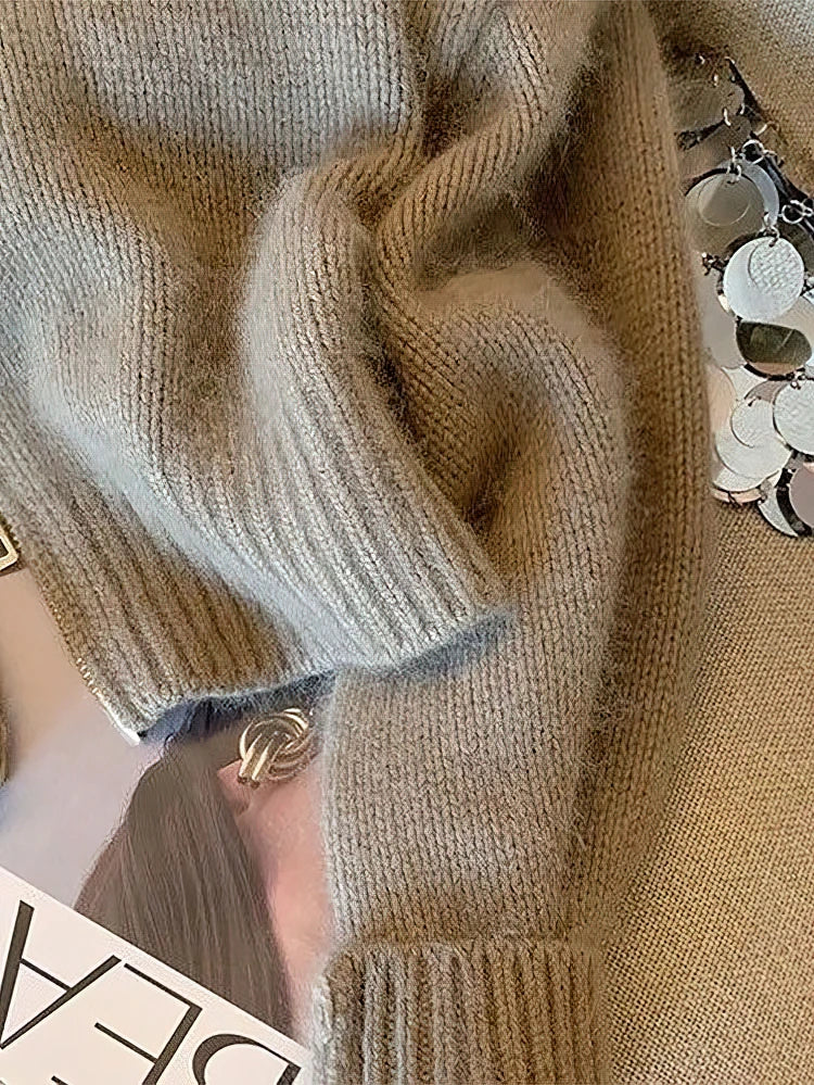 Cardigan Cropped com Fecho e Patchwork – Bomber de Malha Grossa