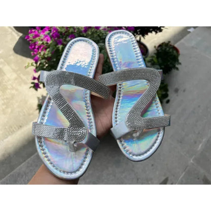 Sandálias Femininas de Verão com Strass Leves e Confortáveis para Verão